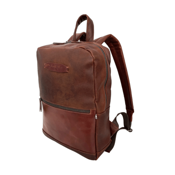 Backpack Coupé 100% LEATHER- White Label- Brown with Red Color